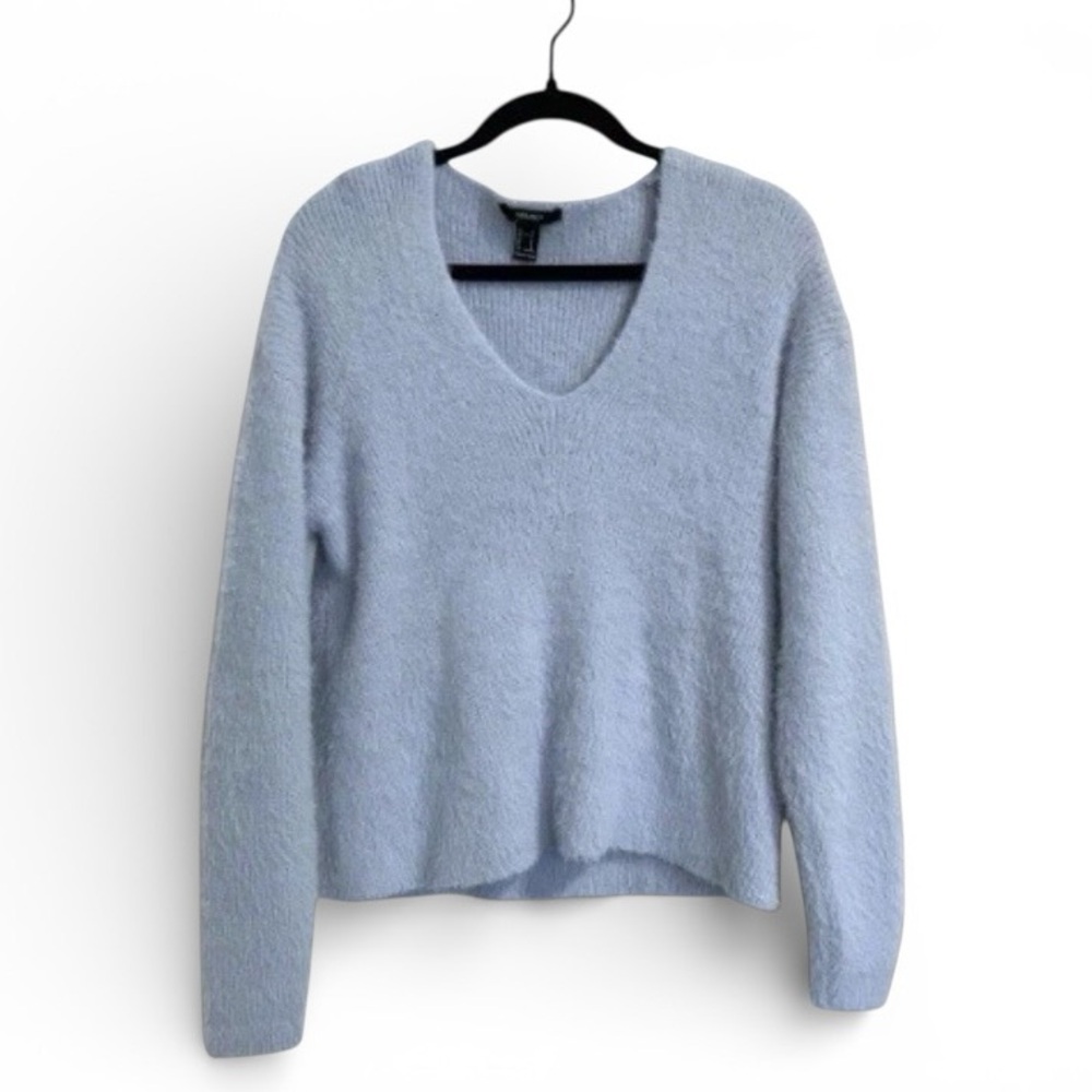 CLEARANCE 5/$15 Forever‎ 21 Blue V-Neck Soft Knit Sweater Size Small Cozy Casual
